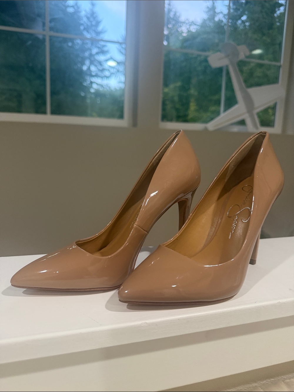 Jessica Simpson Nude Patent Pointed Toe Pumps - Blush Patent - Picture 1 of 4